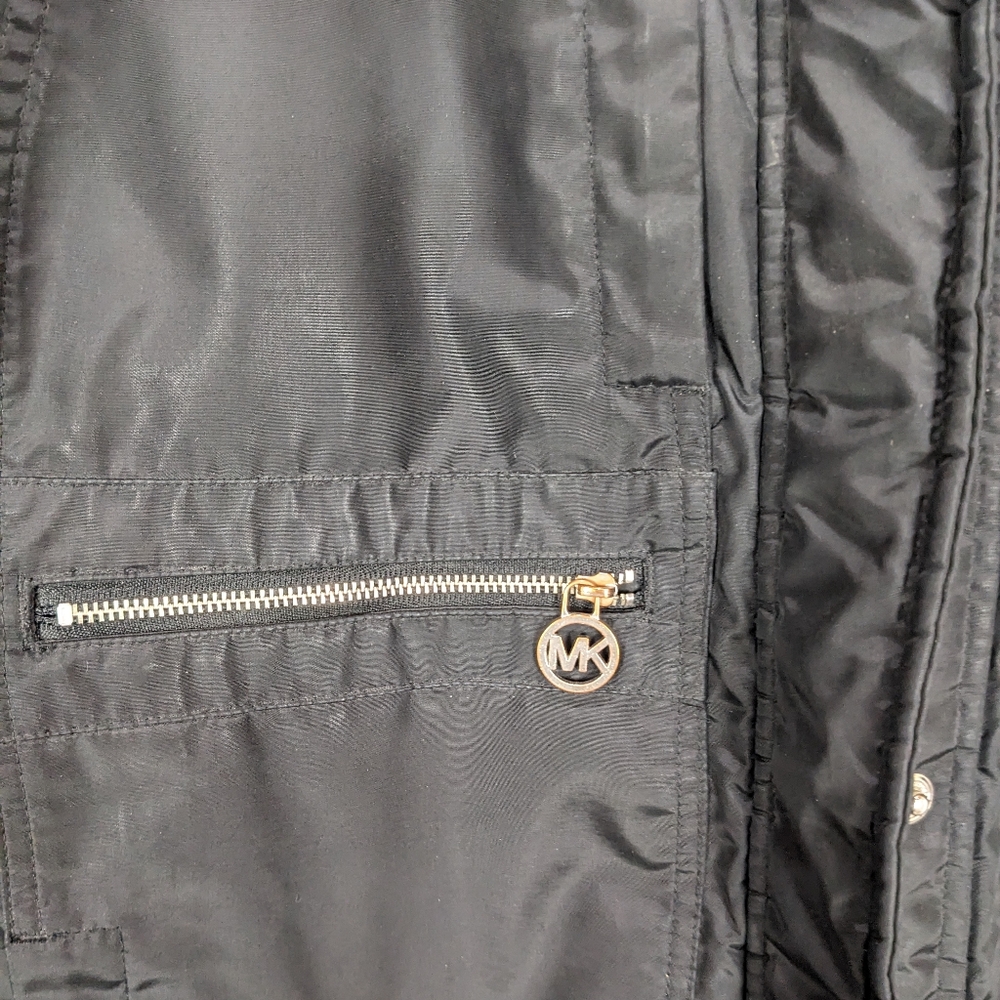 Michael Kors Black Puffer trench Windbreaker Jacket Size Large - Picture 4 of 8